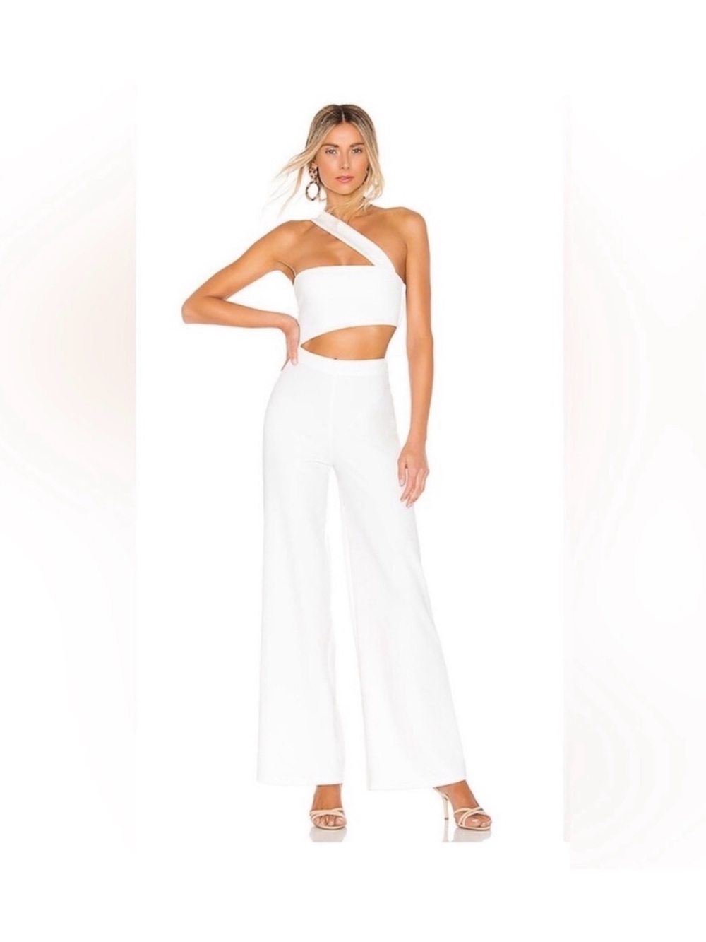 House of Harlow 1960 x revolve White One-Shoulder Cutout Wide Leg Jumpsuit
